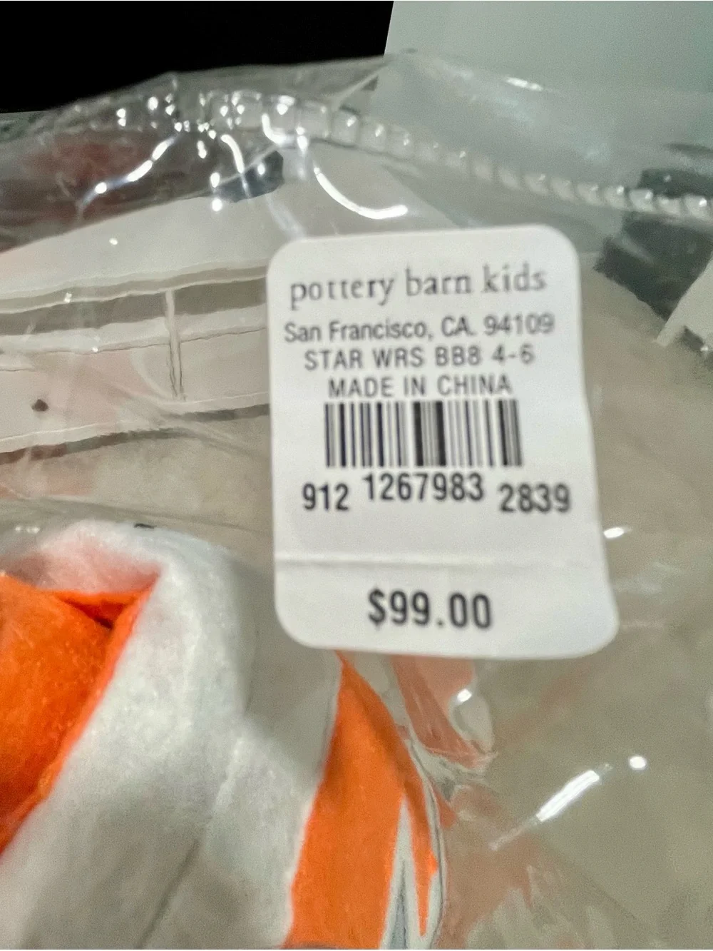 Pottery Barn Star Wars 3D BB8 Costume Small